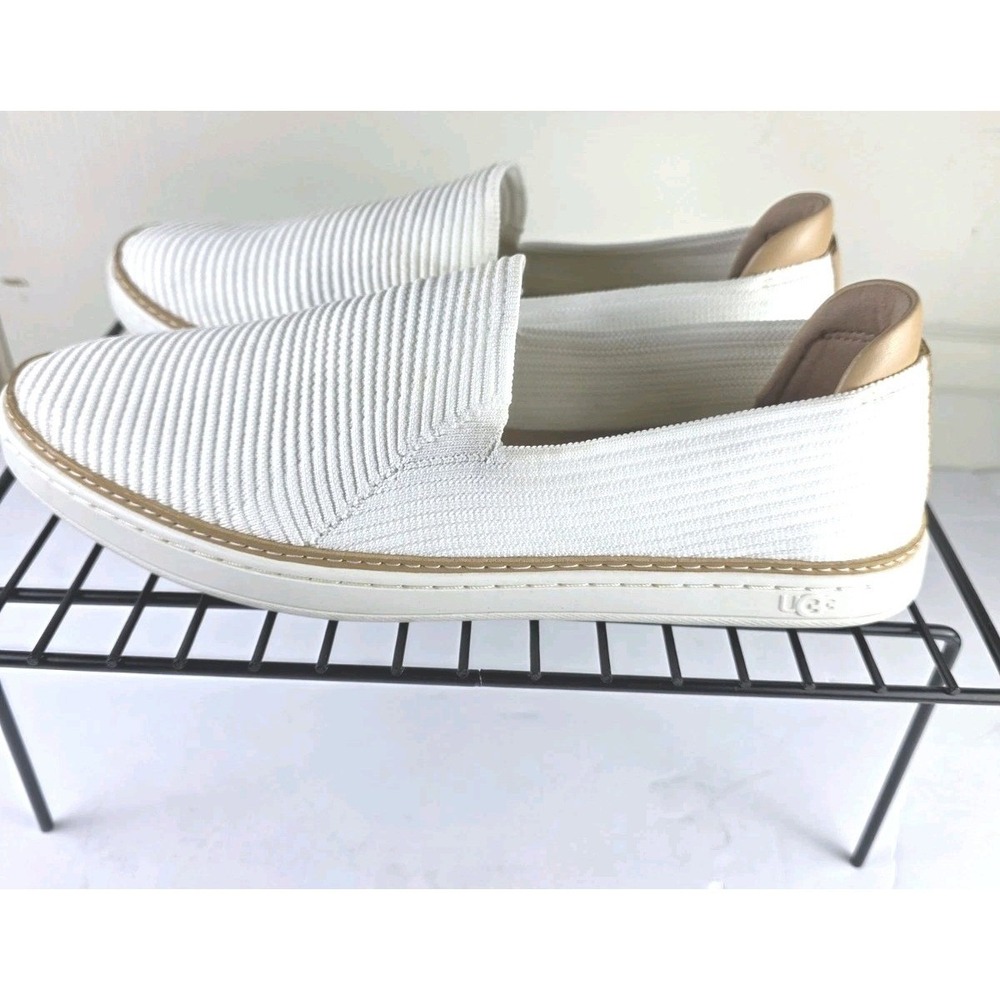 UGG Sammy Rib Knit Slip On Sneakers White 1112259 Women 9.5 Loafers - Picture 11 of 12